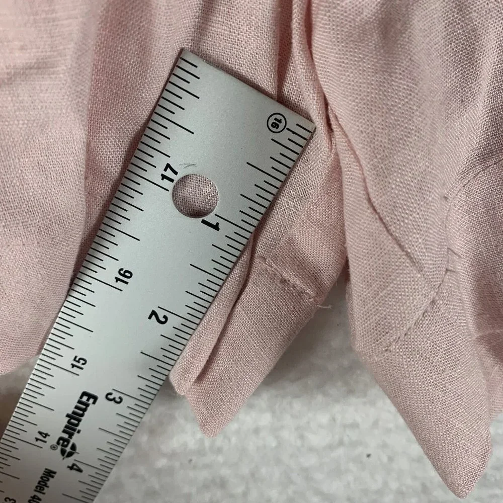 Open Edit Shorts Women Size M Pink PaperBag Waist‎ Drawstring Pockets Linen 6385